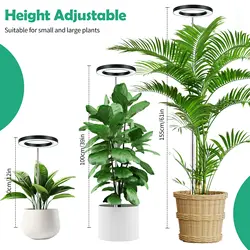 Adjustable Height Plant Grow Light with Auto Timer and 10 Dimmable Brightness Levels (Black)