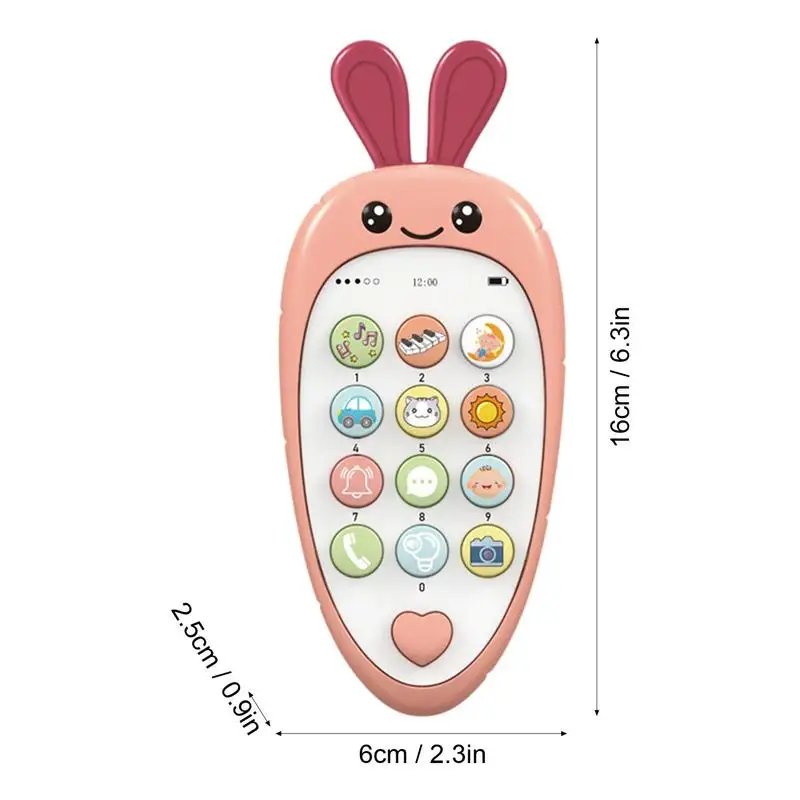 Kids Toy Phone Toddler Cell Phone And Kids Phone Toy Colorful Musical Kids Play Phone Educational Carrot Shaped Toy For Early 6