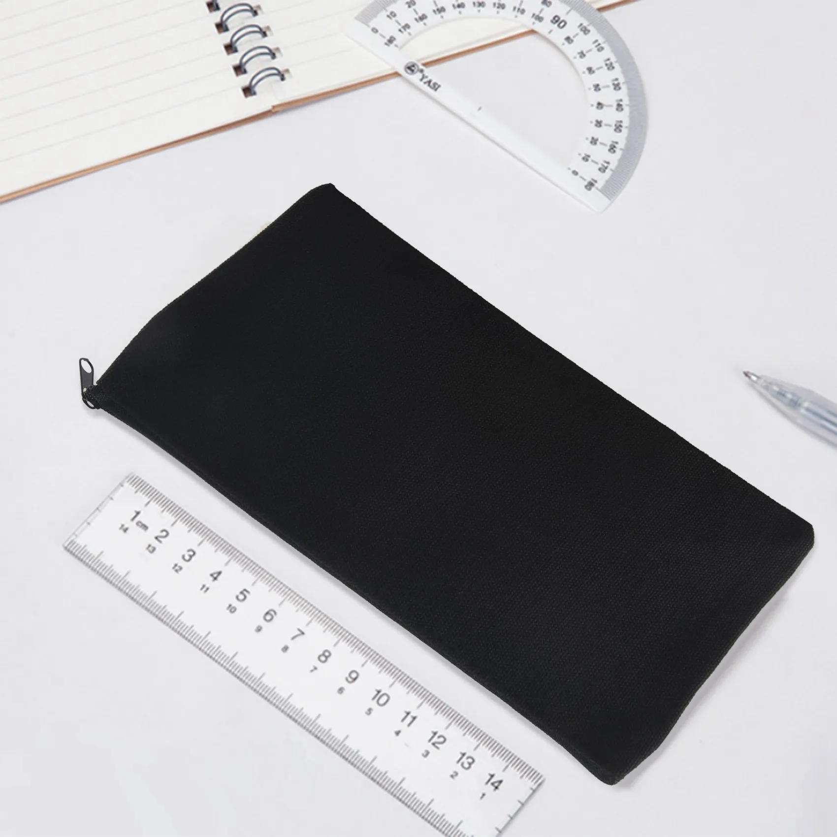 캔버스 지퍼 파우치 가방, 캔버스 메이크업 가방, 연필 케이스, 빈 DIY 공예 가방, 여행 DIY 공예 학교 블랙, 40 개