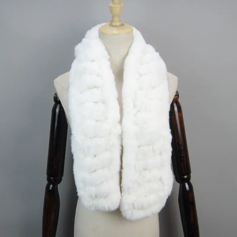 2026 New Arrivals Women Real Rex Rabbit Fur Scarf Lady Fashion Knitted Warm Soft Winter 100% Natural Real Rex Rabbit Fur Muffler - Image 7