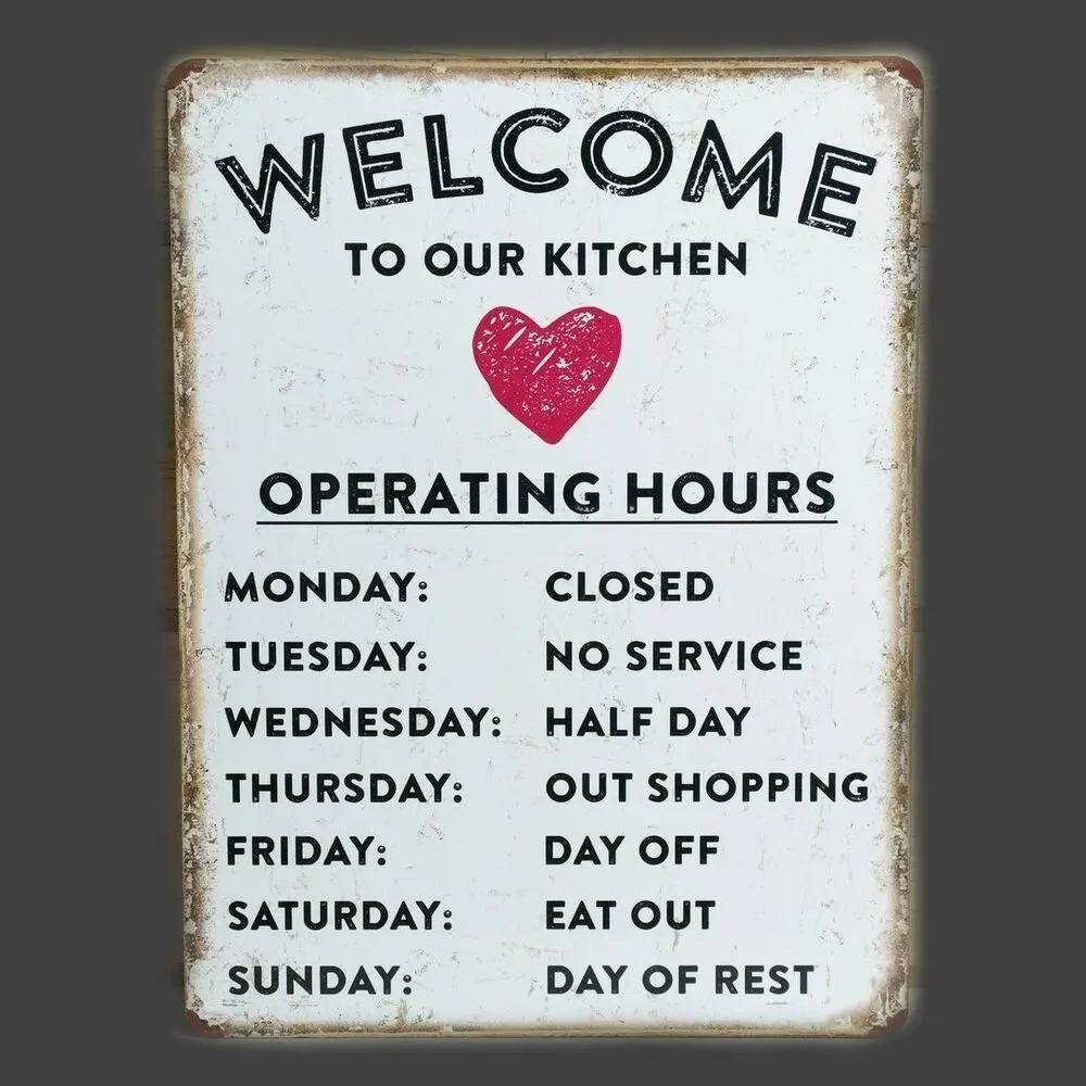 

Kitchen Welcome Metal Plaque Vintage Sign Tin Retro Wall Shabby Chic Funny Gift