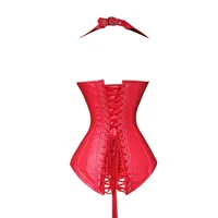 Steampunk Faux cuir Corset gilet pour femmes gothique côté à lacets acier désossé PU Corset taille minceur formateur corps Shaper Korset 6