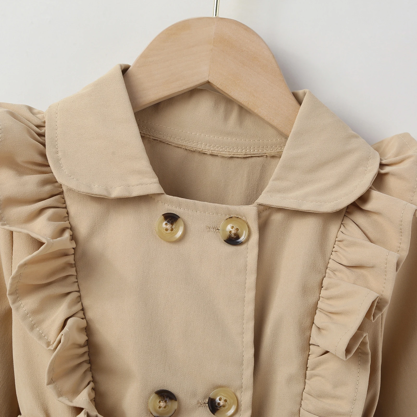 Girls Trench Coats Kid Baby Girl Winter Trench Coat Lace Mesh Patchwork Long Sleeve Lapel Ruffle Double Breasted Windbreaker Outwear with Belt 2-7T kids jacket girls trench coats