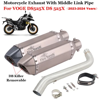 Motorcycle Exhaust System Escape Modified Middle Link Pipe 51mm Muffler Moto DB Killer Slip On For VOGE DS525X DS 525X 2023 2024