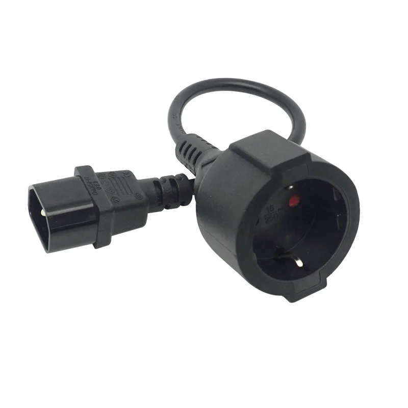 Ups Pdu Cabo de Extensão de Energia Iec 320 C14 Macho para Schuko Europeu Fêmea Adaptador Cabo 30cm60cm - Imagem 3
