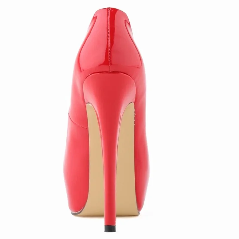 Women High Heels Pumps 14cm Round Toe Stilettos Talon Femme Sexy Ladies Red Wedding Shoes Black Platform Heels Big Size 5