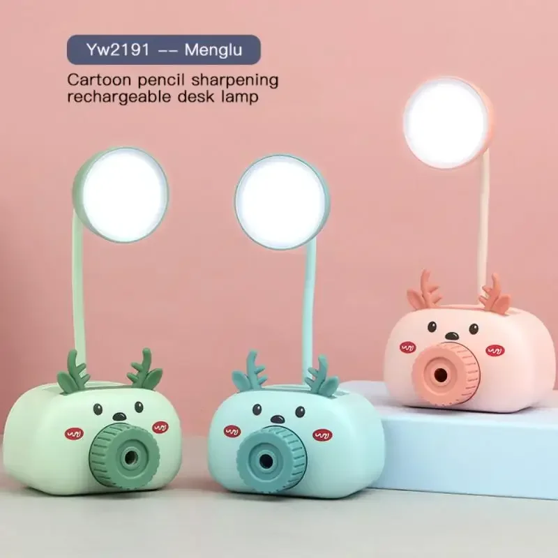 

Pencil Sharpener Mini Table Lamp USB Charger LED Light Cartoon Piggy Pen Holder Child Student Eye Protection Lamp desk lamp