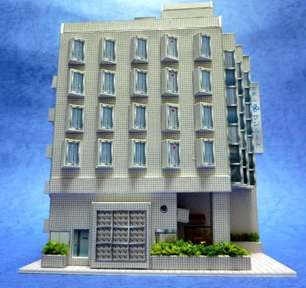 1:150 N-Scale Japanese Building Diorama 3D Paper Model Scene DIY Handmade Ornaments Real estate agencies and financial companies
