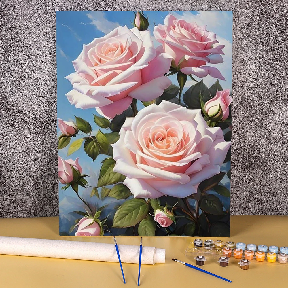 

Набор для рисования по номерам на холсте розы, без рамки