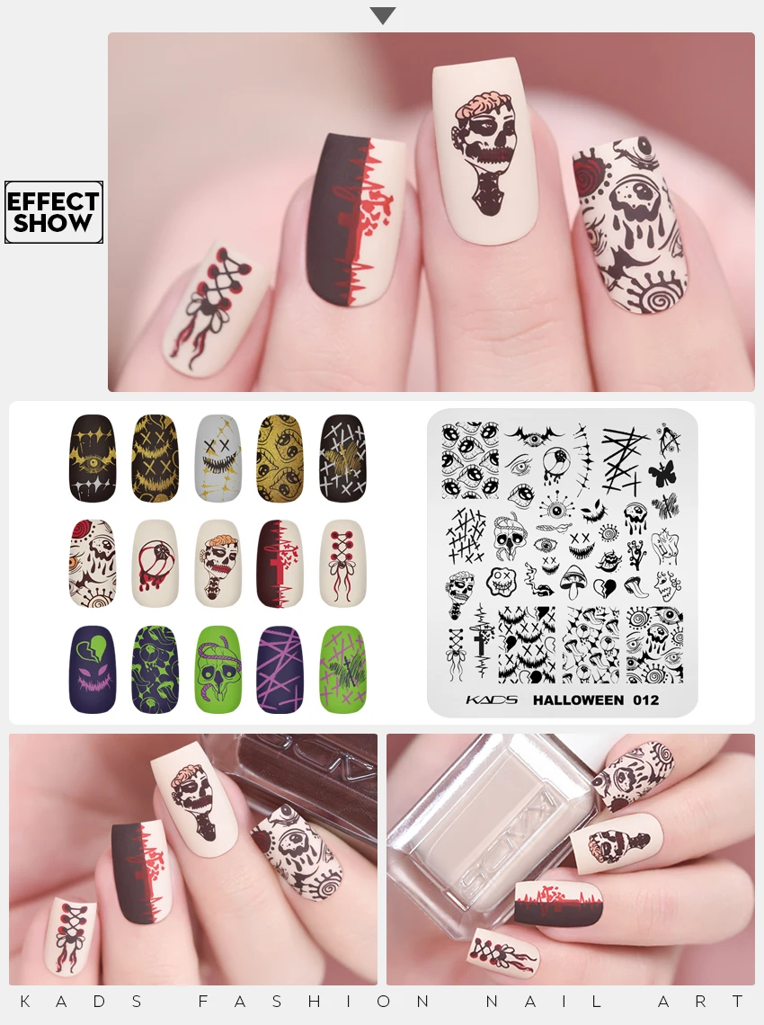 Description Picture 4 of itemKADS Christmas Nail Art Stamping Plates Snowflakes Halloween Skull Ghost Image Stamp Templates Print Manicure Stencils Tools