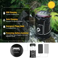 1/4pc Solar Camping Lantern USB Rechargeable Lamp Power Bank Portable Waterproof Solar Lights for Indoor Outdoor Emergency Light 3