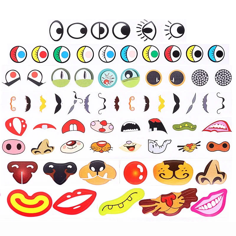 1000Pcs/Roll Cartoon Eyes Nose Mouth Stickers With Self Adhesive Children\'s Handmade DIY Creative Materials Decoration