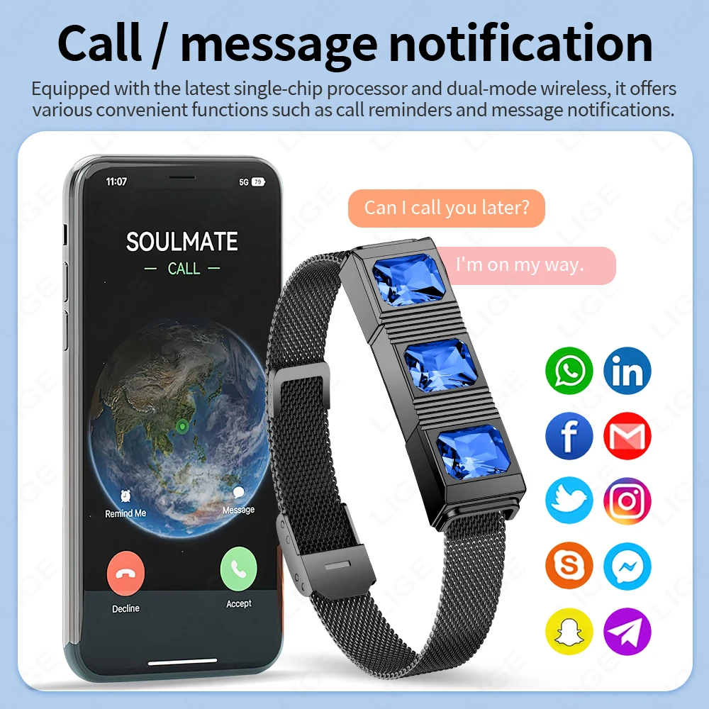Fashion Rhinestone Smart Bracelet Health Tracker Sleep Heart Rate Monitor Sport Band Smart Watch 1ATM Waterproof For Android IOS