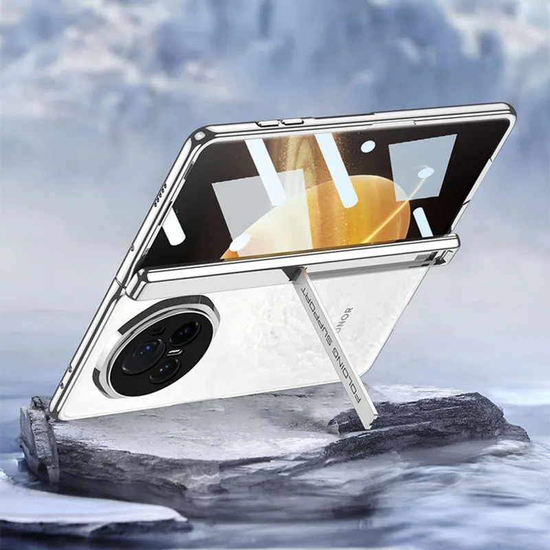Magnetic Hinge Stand Plating Clear Case for Honor Magic v3 Outer Screen Glass Pr