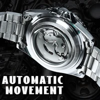 WINNER-Montres mécaniques classiques pour hommes, montre automatique d'affaires de marque de luxe, lunette rotative, cadran Shoous, horloge à bracelet en acier 4