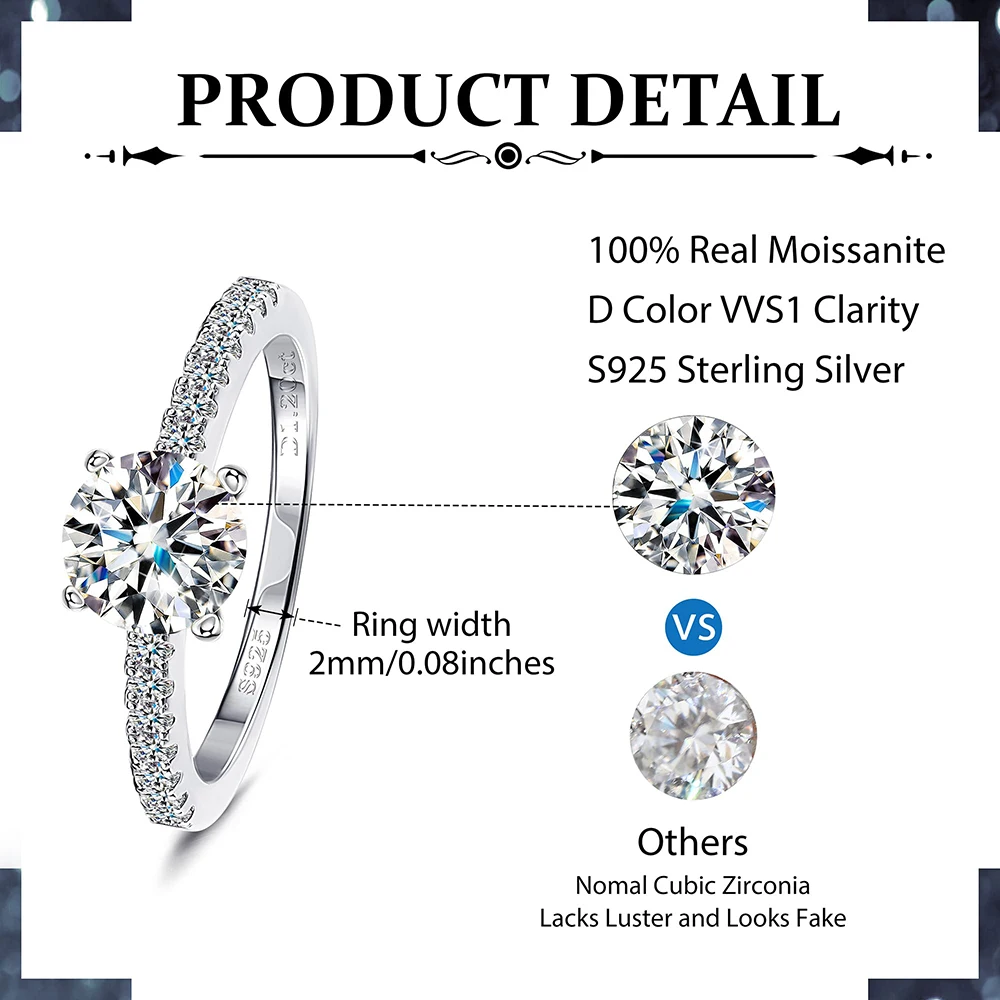 ファッション通販 Round 1/2/3carat KUTPF Brilliant Diamond Moissanite Cut アクセサリー
