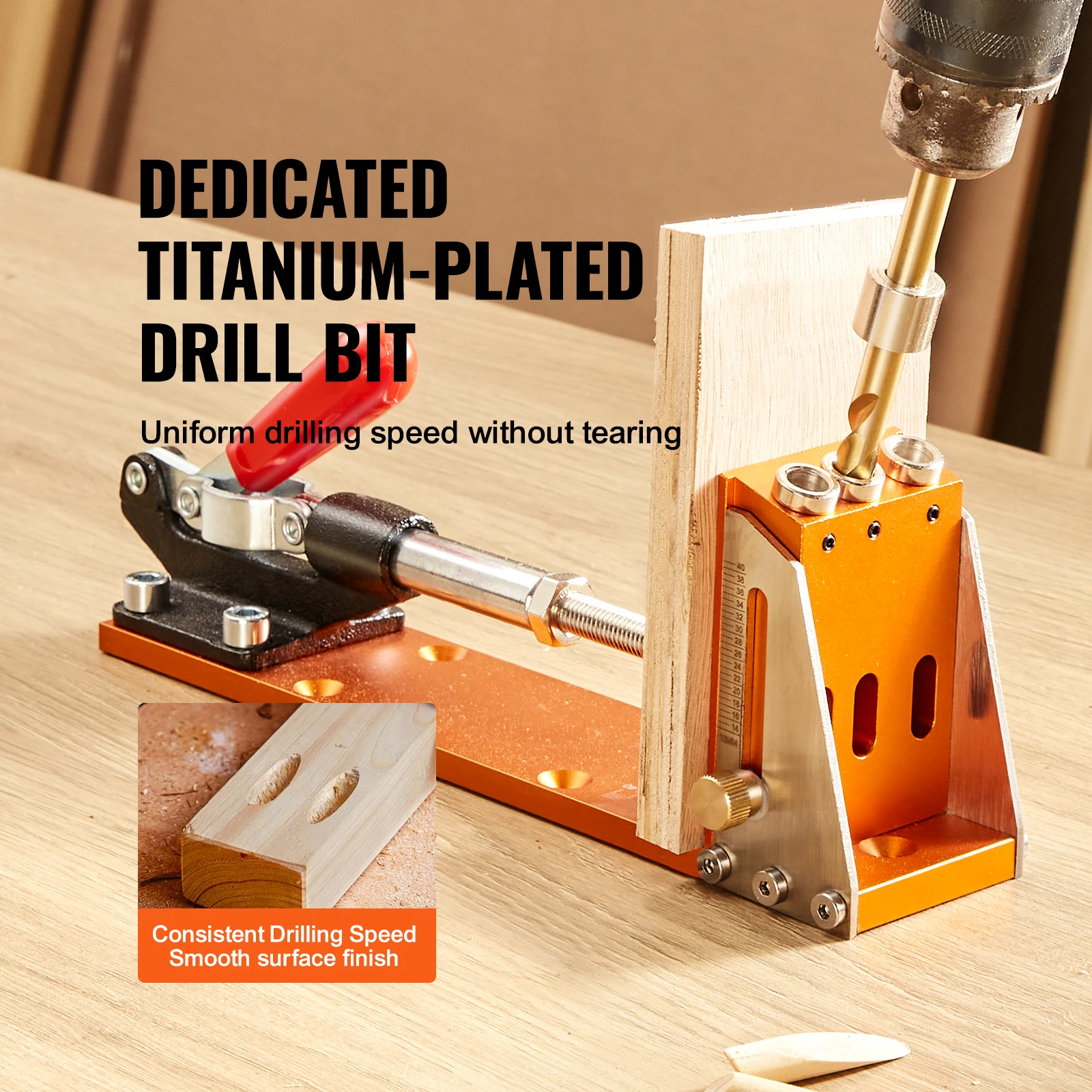 Adjustable Pocket Hole Jig Kit with Drill Bits for Woodworking