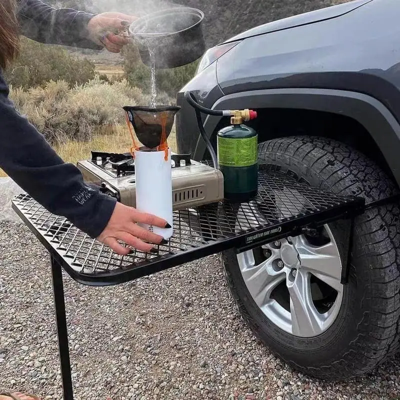 RV Camping Table RV Camping Table RV Tire Desk Alloy Steel Portable Folding Outdoor Travel Working Picnic Vehicle Wheel Table Board Use On Tires