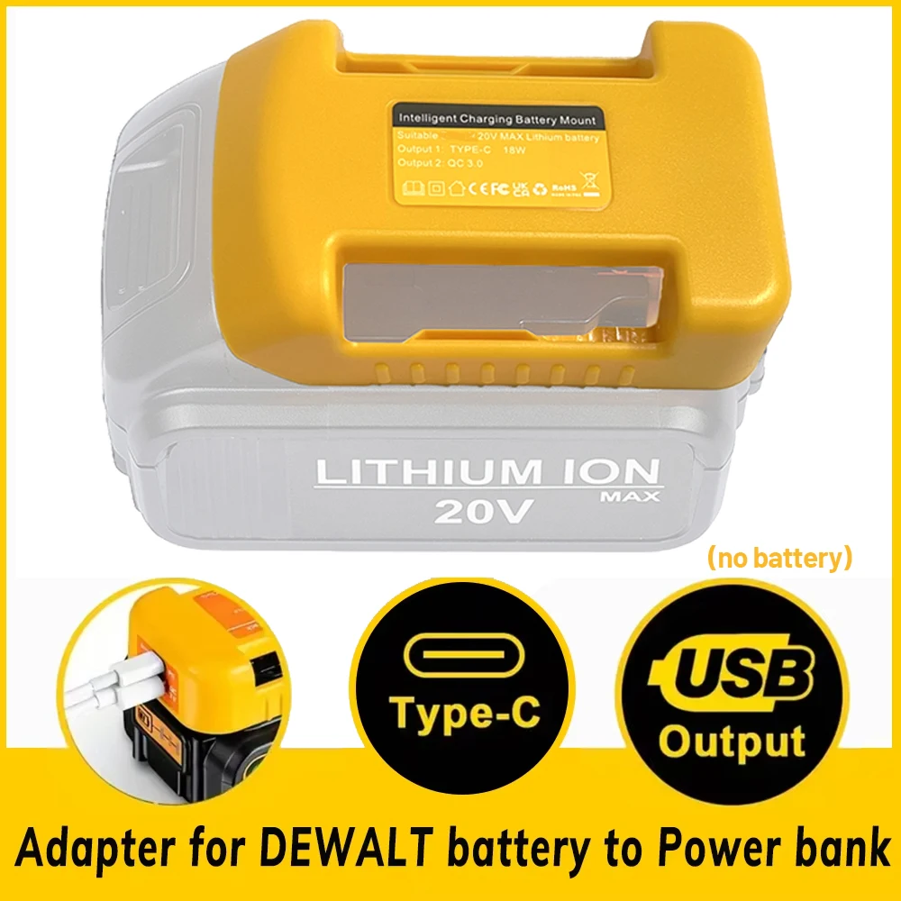 Adapter With Dual Output Interface 1pc for DEWALT 18V 54V Battery DCB200 Batteries