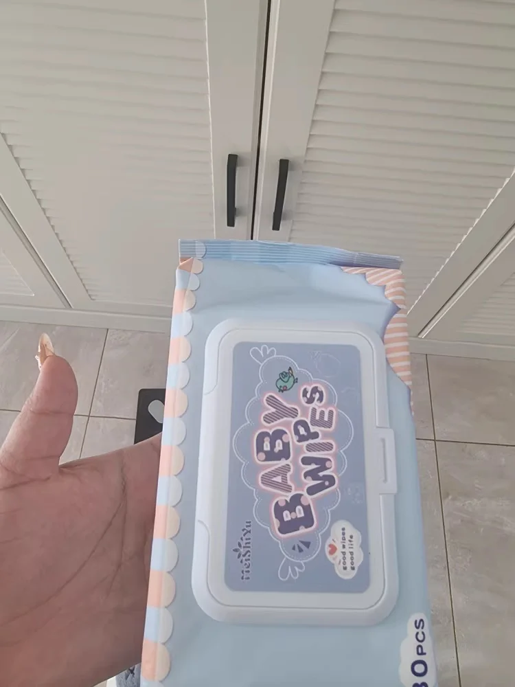 베이비 그린 물티슈 80매 대용량 엠보싱 캡 베이비 물티슈 손&입 청결 물티슈