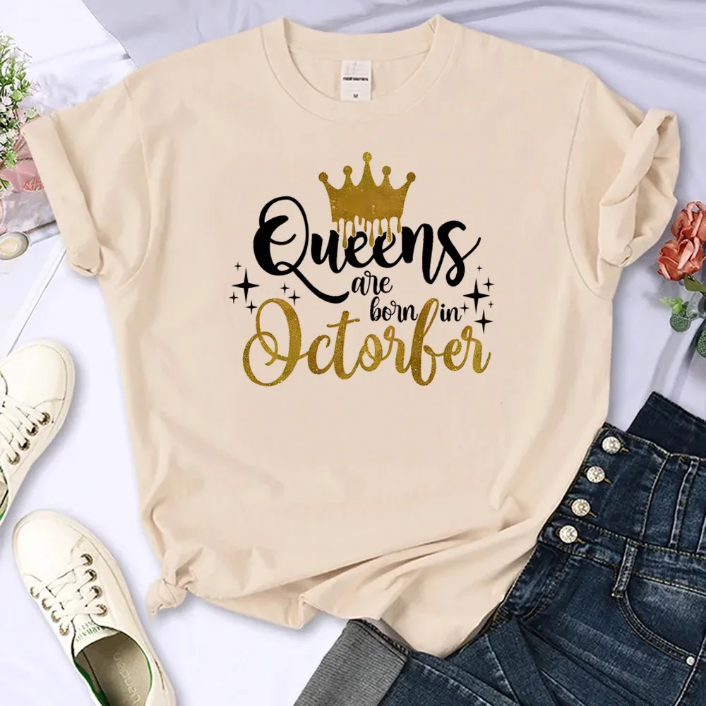 

Golden Crown Queen Are Born in January to December tshirt women Y2K funny Japanese tshirt female y2k streetwear 2000s clothing