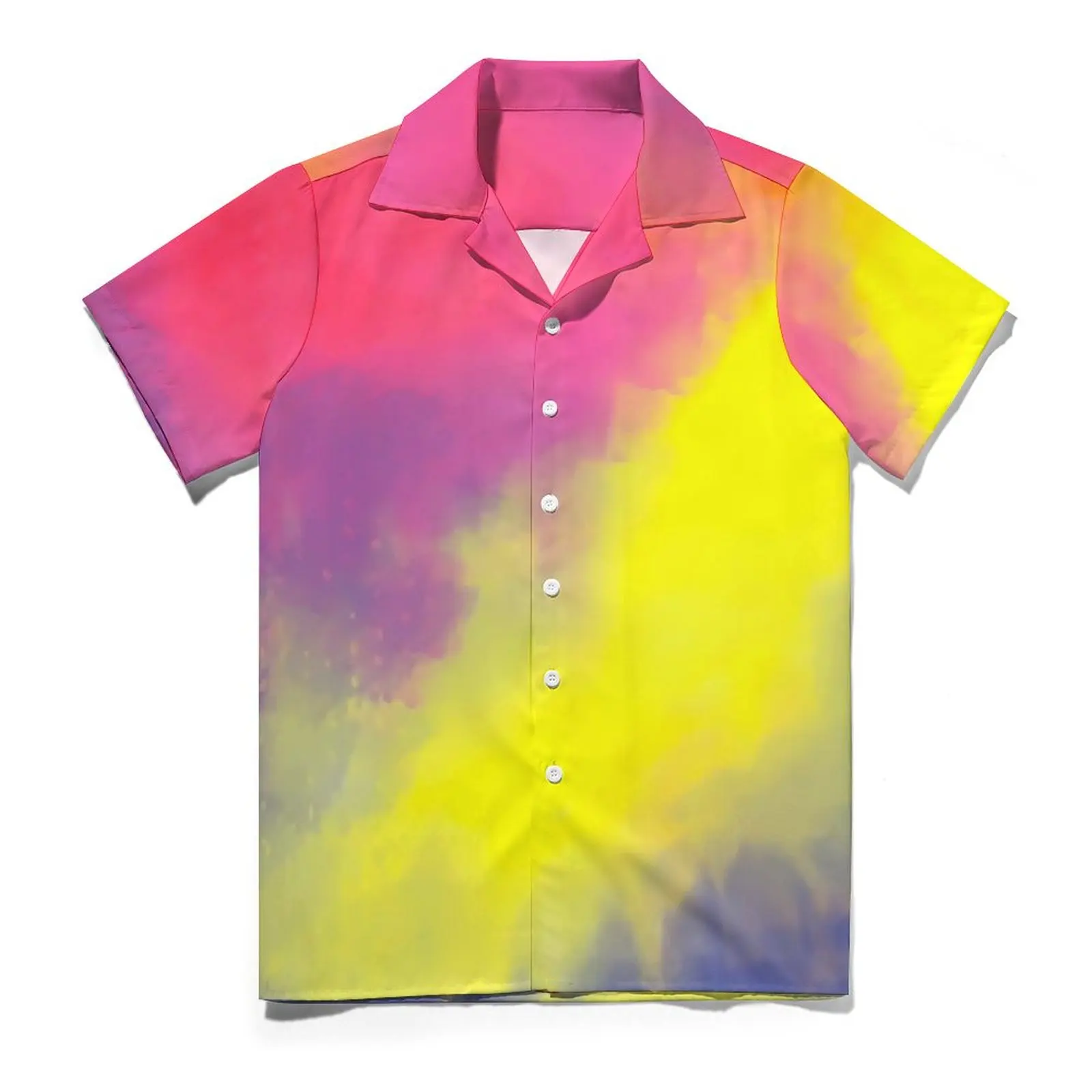 

Повседневная рубашка Tie Dye, желтые, розовые, синие винтажные летние рубашки, мужские пляжные модные блузки большого размера с коротким рукавом Y2K на заказ