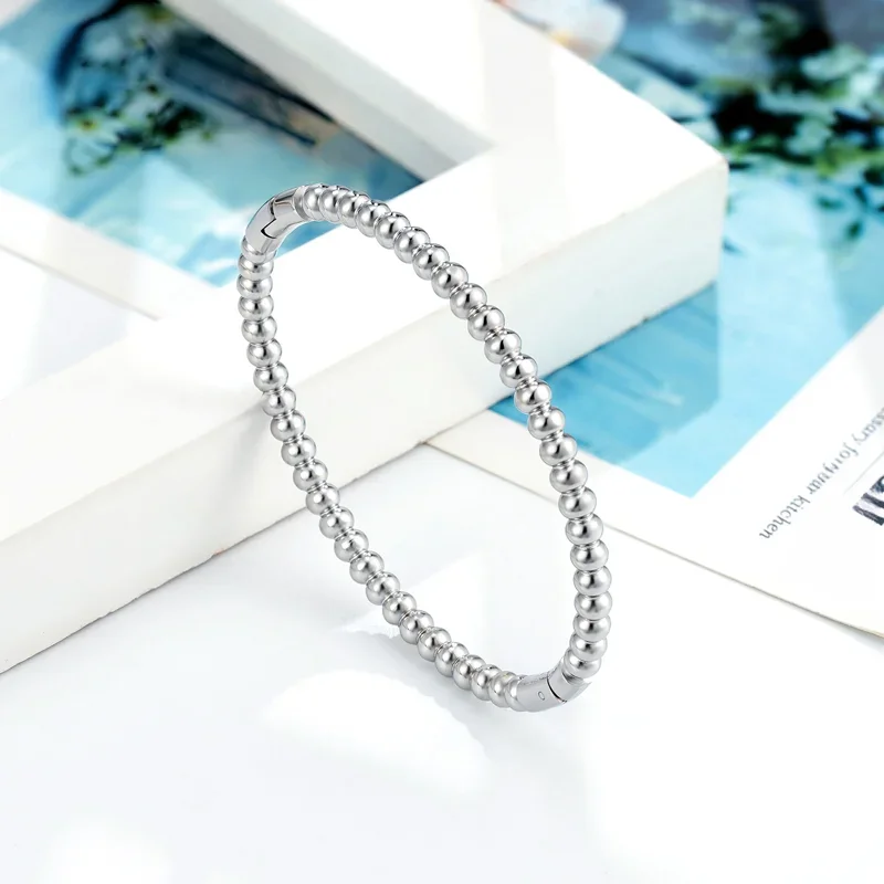 Stainless Steel Bracelet B004 Imitation Beads Shape Design Bracelet For Women Love Bangle Jewelry Gifts