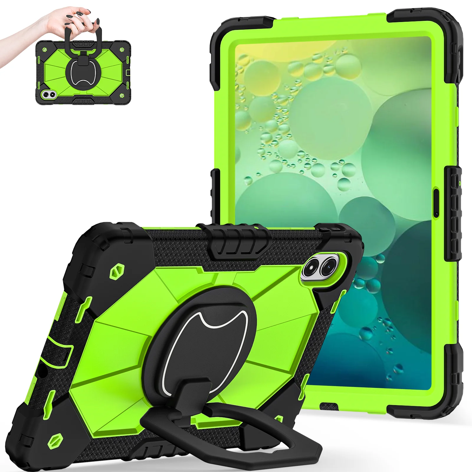 Enhanced Shockproof Tablet Case with Handle Rotation Stand and Hard Cover