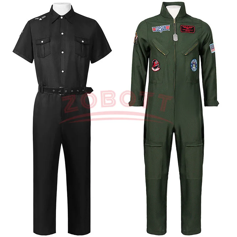 

Top Gun Movie Cosplay American Airforce Uniform Halloween Costumes for Men Adult Army Green Military Pilot Jumpsuit Astronaut