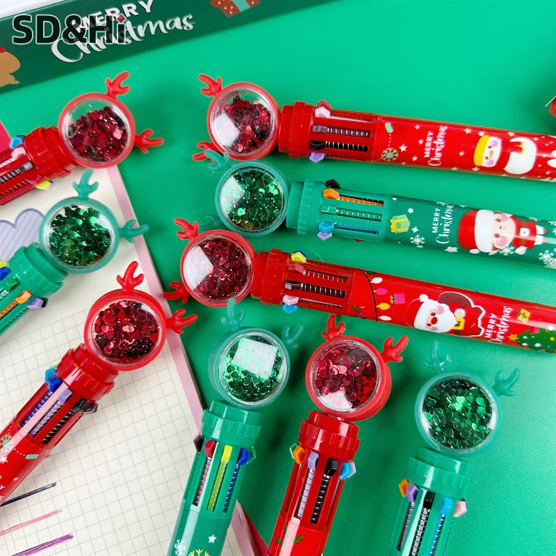 

Kawaii Ballpoint Christmas Stationery Pens Cute School Supplies Creativity 10 Colors Oil Pens Press Colored Pens Student Gift