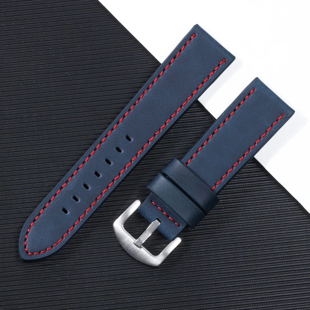 Premium Universal Leather Watch Strap with Steel Buckle – Versatile Wristband Replacement