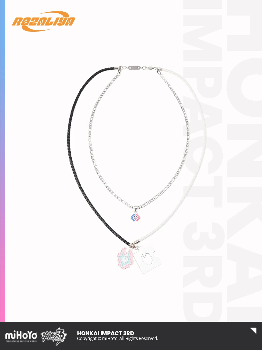 

Honkai Impact 3 Necklace 8-BIT Fanatic BluesTheme Metal Jewelry Cosplay Props Fans Birthday Couples Xmas Gift