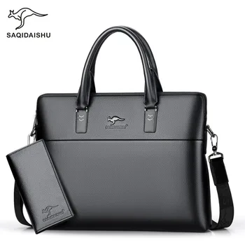 Borsa da uomo in vera pelle, borsa da lavoro, borsa a tracolla singola, grande capacità, casual, in pelle di vacchetta, borsa per computer a tracolla