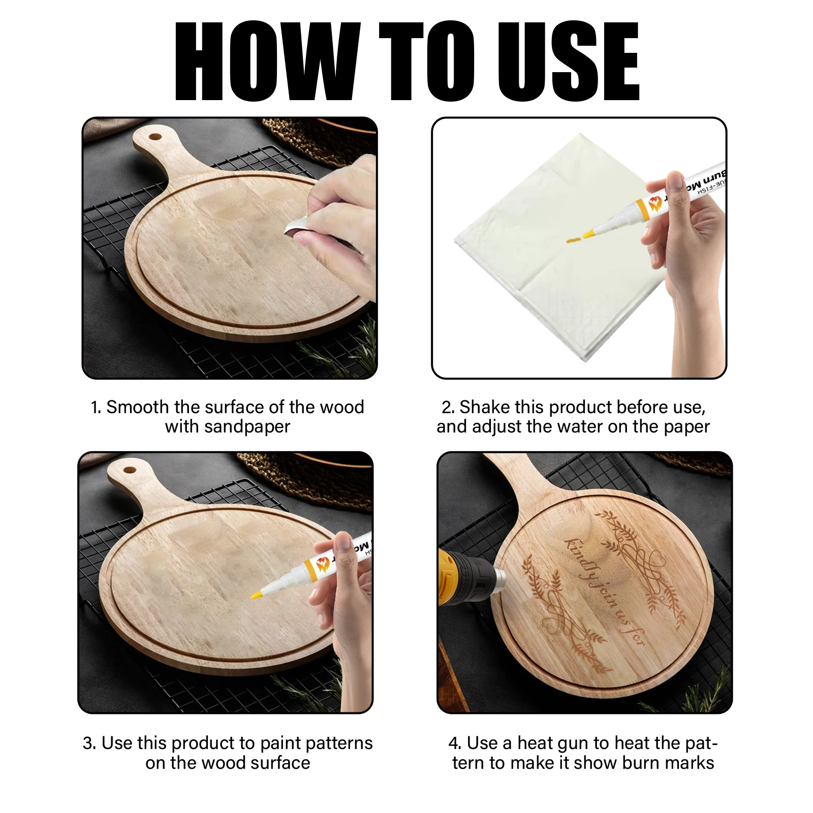 새로운 DIY 스코치 우드 번드 마커, 오래 지속되고 사용하기 쉬운 복잡한 패턴 그리기, 실용적인 화학적 목재 마커 페인팅 펜