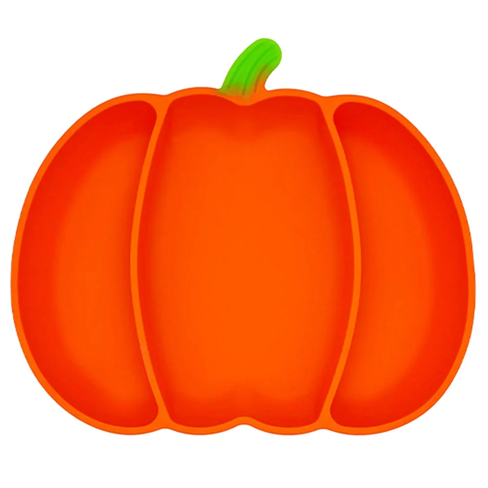 Baby Divided Dinner Plate (orange) Silicone Suction Toddler With Child Feeding Split