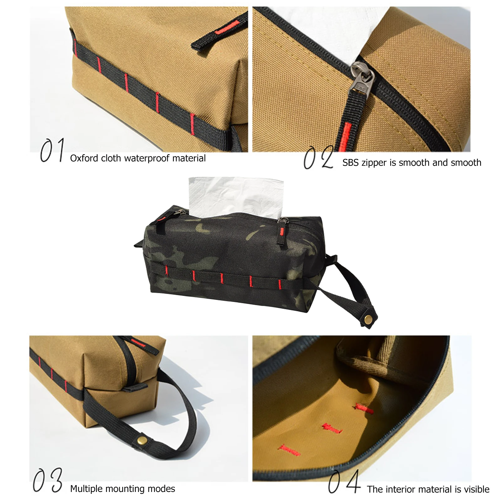 Camping Tissue Box Holder Multipurpose Toilet Paper Holder Oxford Cloth Small Strategical Pouch Waterproof Camping Accessories