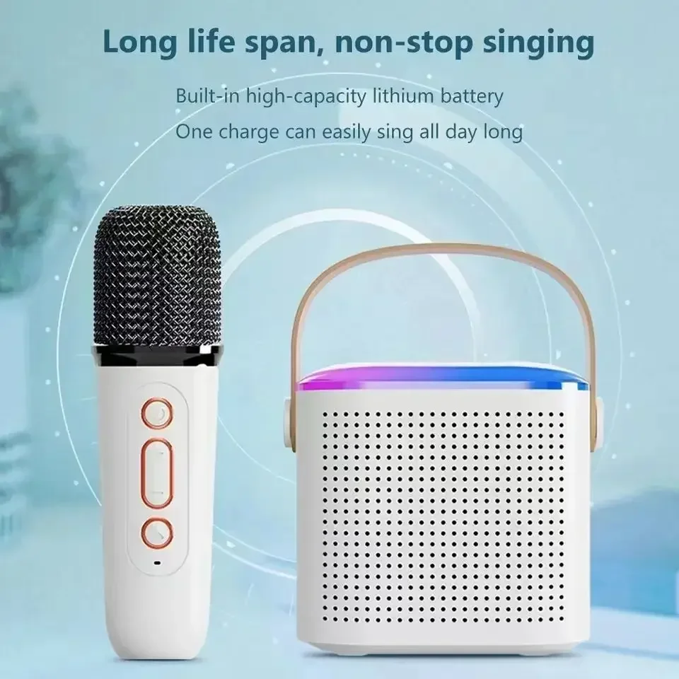 Bluetooth Speaker Y1 Wireless Bluetooth Speaker Multifunction 2 Microphone RGB Portable Music Player Karaoke Machine Child Home Gift