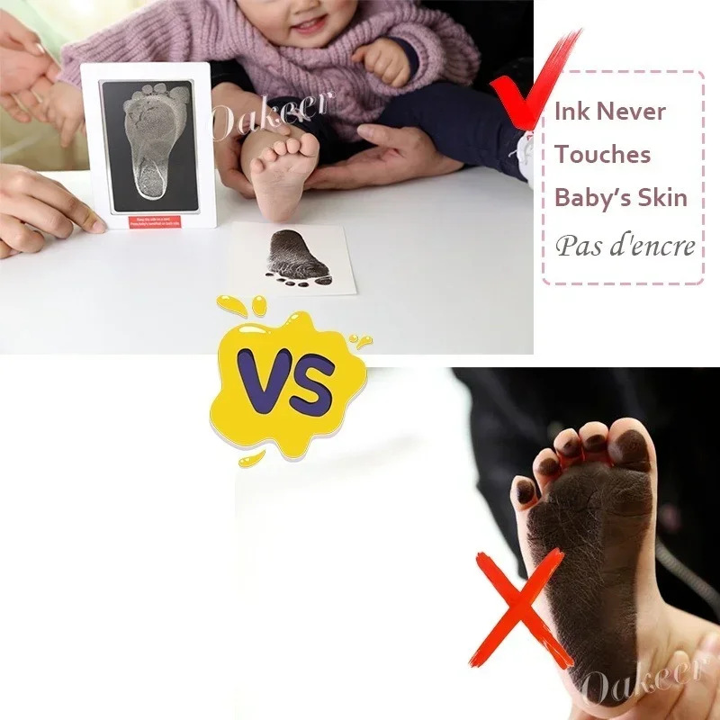 Kit de 2 tampons encreurs sans encre pour empreintes de mains et de pieds de bébé