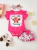 Cute Casual Floral Butterfly Headband Short-Sleeve Romper and Triangle Shorts 3-Piece Set for Babies and Toddlers