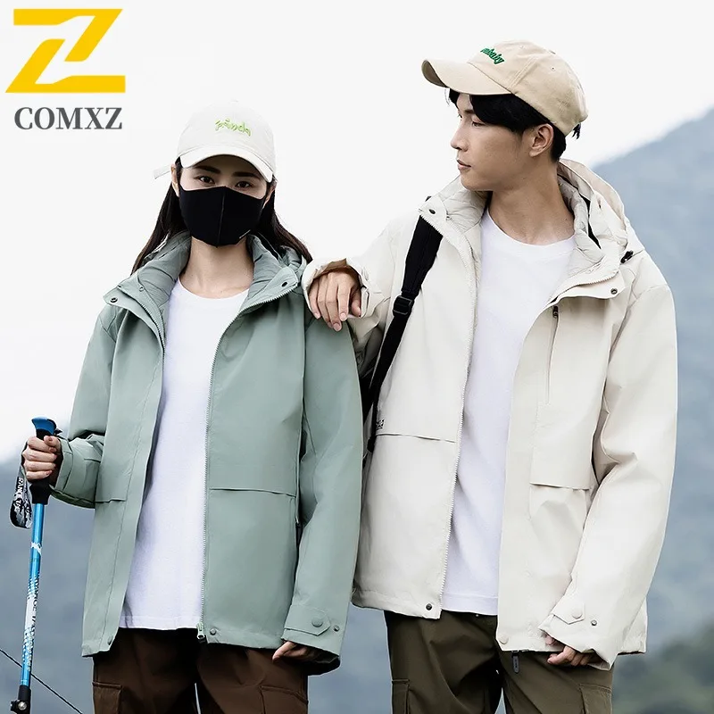 COMXZ Outdoor Skiing Jacket for Men Luxury Thickened Windproof Warm Parka Simple Hooded Design Cold Resistant Winter Clothing