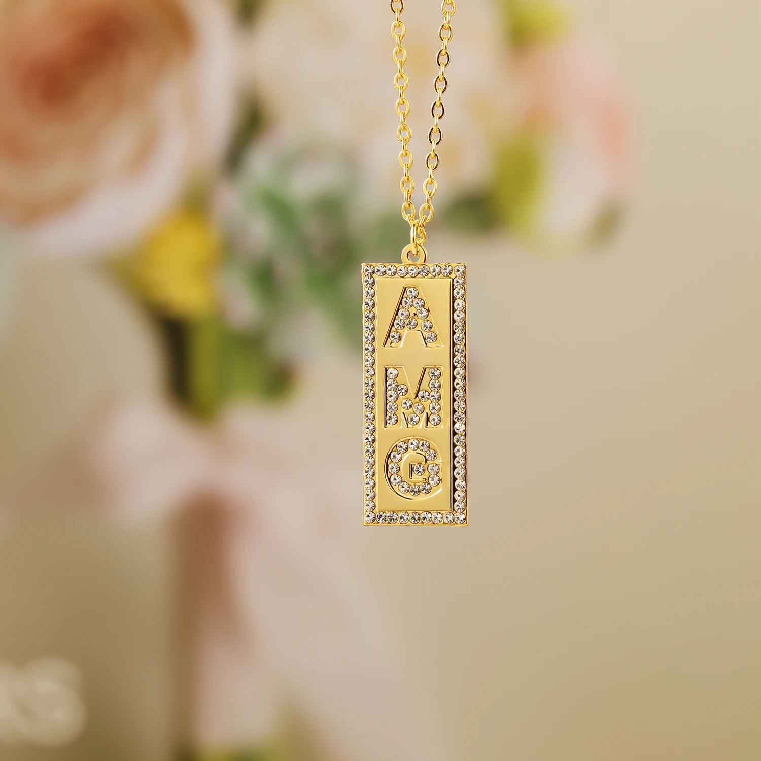 Custom Crystal Name Necklace For Women Personalized Name Pendant Chain CZ Crystal Customized Stainless Steel Jewelry Gift