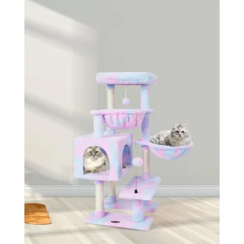 Cat Tree Tower Condo with Sisal Scratching Post for Indoor Cats Cat Tree Cat Furniture with Hammock Perch and Kitten Ball 2