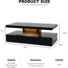 Coffee Table, Coffee Table for Living Room, Contemporary Rectangle Design Coffee Table with 16 Colors LED Lights, Coffee Tables 2