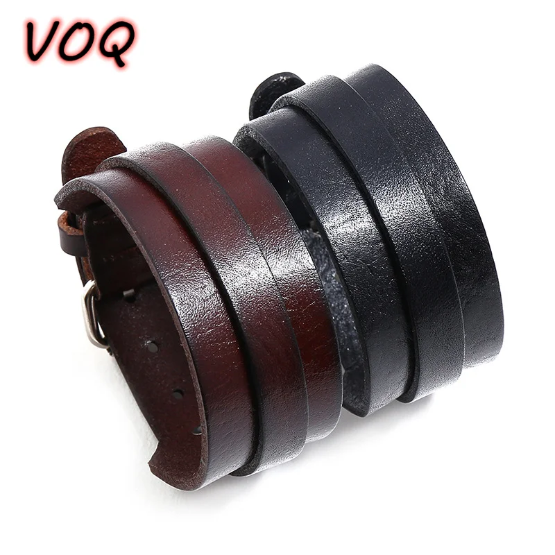 Leather Bracelet Men Jewelry Adjustable Wristband