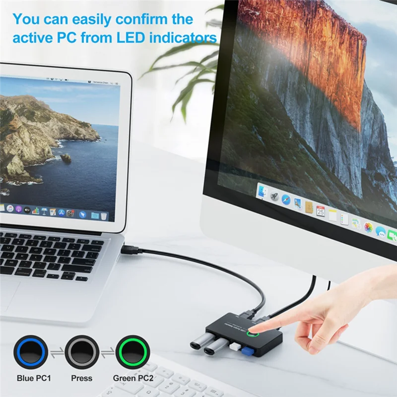 USB KVM Switch USB 3.0 KVM Switcher for Keyboard Mouse Printer Mi Box 2Pc Port Sharing 4Pcs Device Hub