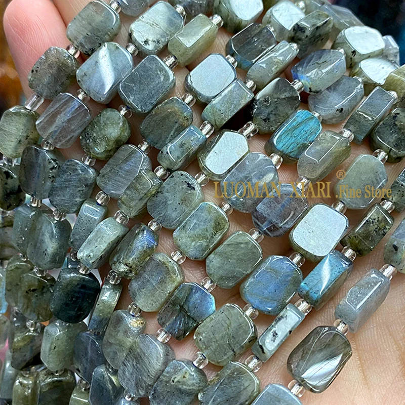 8x12MM Natural Stone AA Labradorite Irregular Rectangle Spacer Beads for Jewelry Making Diy Earrings Bracelet Accessories 2
