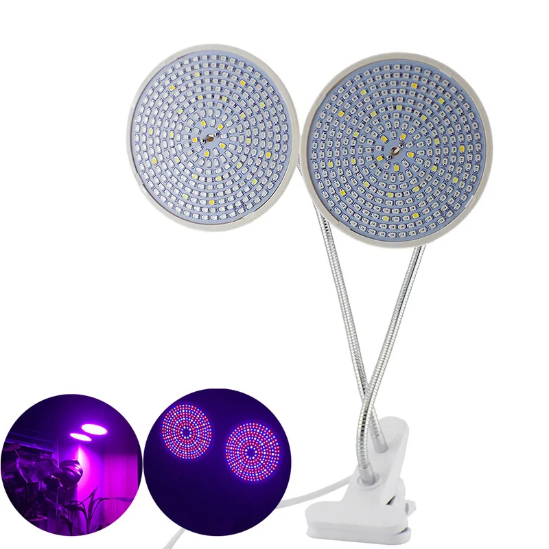 Led Plant Grow Phyto Lamp Lampadine 2 Head Full Spectrum Plants Fiori Growing Lights Clip Holder Indoor Serra Growbox P
