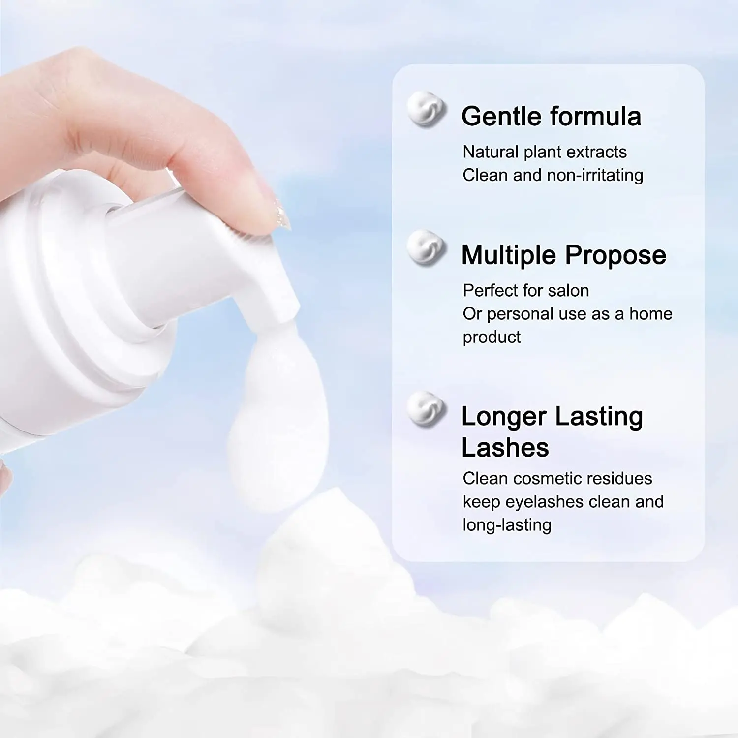 50ml Lanthome Eyelash Extension Shampoo Foam Eyelid Deep Clean Cleanser For Makeup Tools Mascara Remover Glue Salon Home Use 4