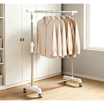 Mainstays Adjustable Metal Rolling Garment Clothes Rack, Chrome & White 1