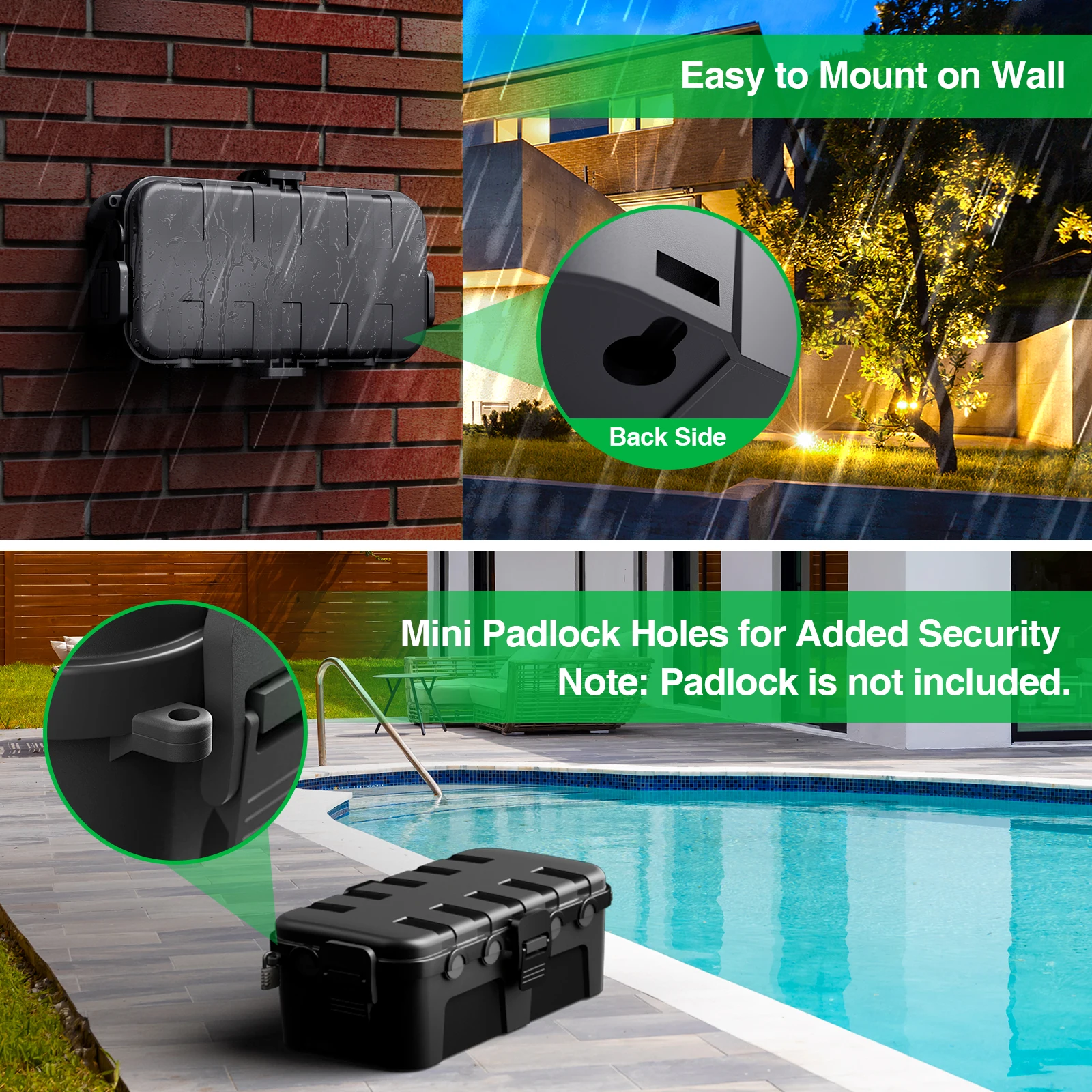 Durable Weatherproof Outdoor Electrical Junction Box - Medium, IP54 Rated, Wall-Mounted
